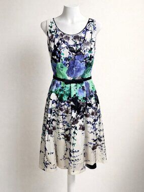 DB Established 1962 Floral Fit & Flare Midi Dress w/ Belt Size 8 EUC